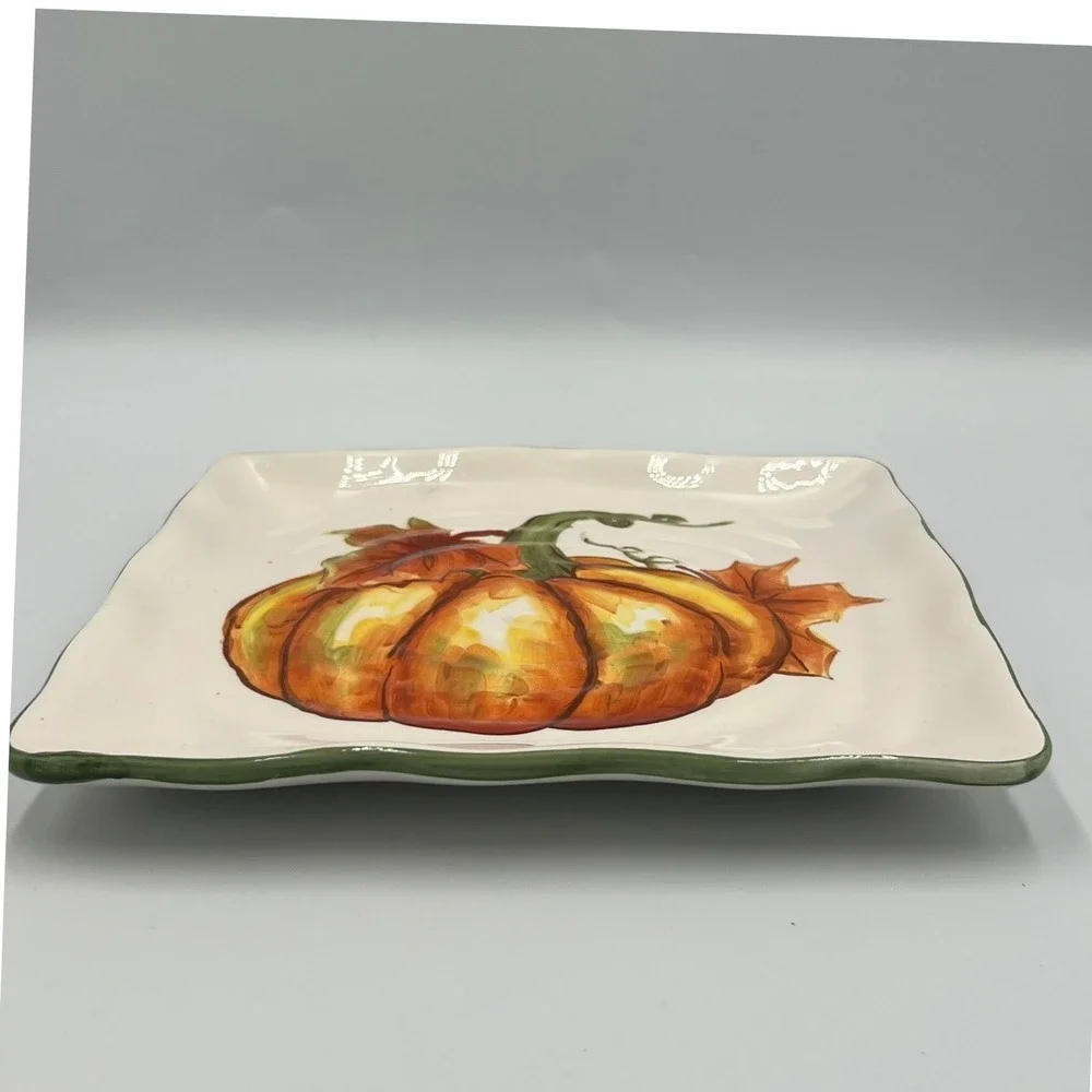 Maxcera Pumpkin Salad Plates Unisex 8.25in Cream NWOT Fall Harvest